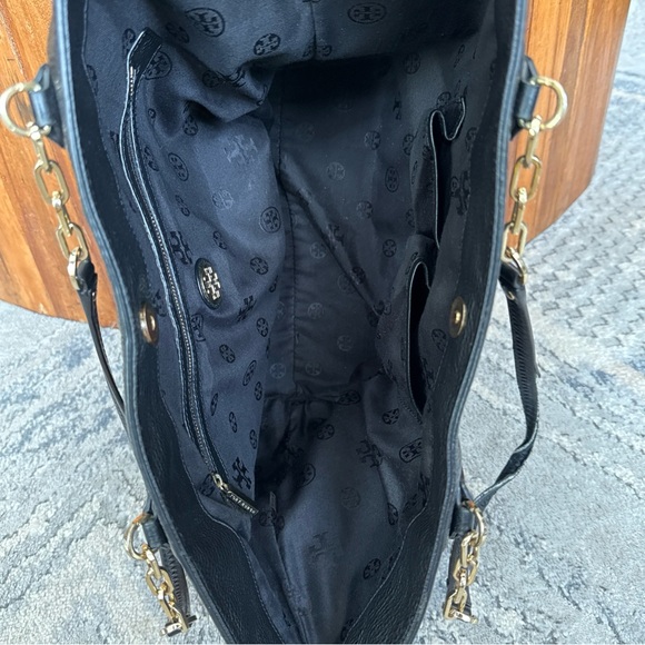 Tory Burch Tote Handbag Shoulder Bag Black Pebbled Leather Read F - Picture 13 of 14